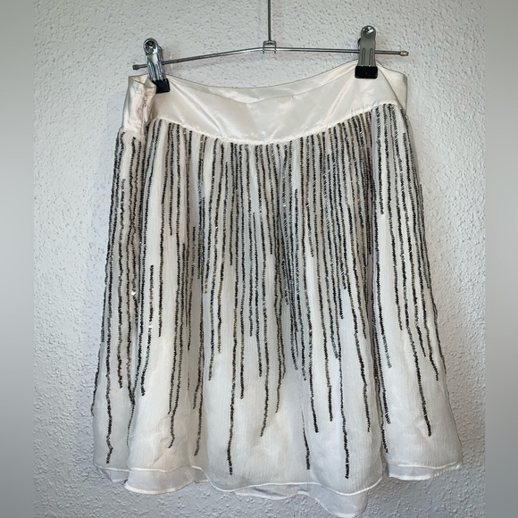 NWT Club Monaco Harley Beaded Jupe Skirt in Ivory Size 4 - Picture 4 of 12